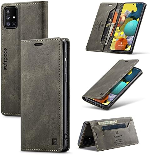 TOHULLE for Samsung Galaxy A51 Case, Vintage Wallet Case Card Holder Kickstand Built-in Magnetic Flip Folio Leather Case for Galaxy A51 - Red