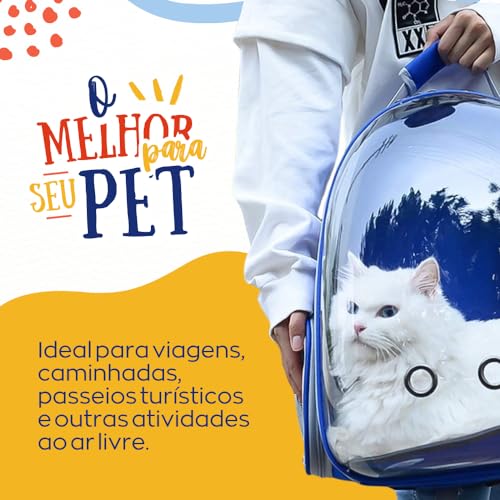 Mochila Bolsa Transporte Pet Cachorro Gato Filhote Adulto Com Ventilação Passeio Visão Panorâmica Tr