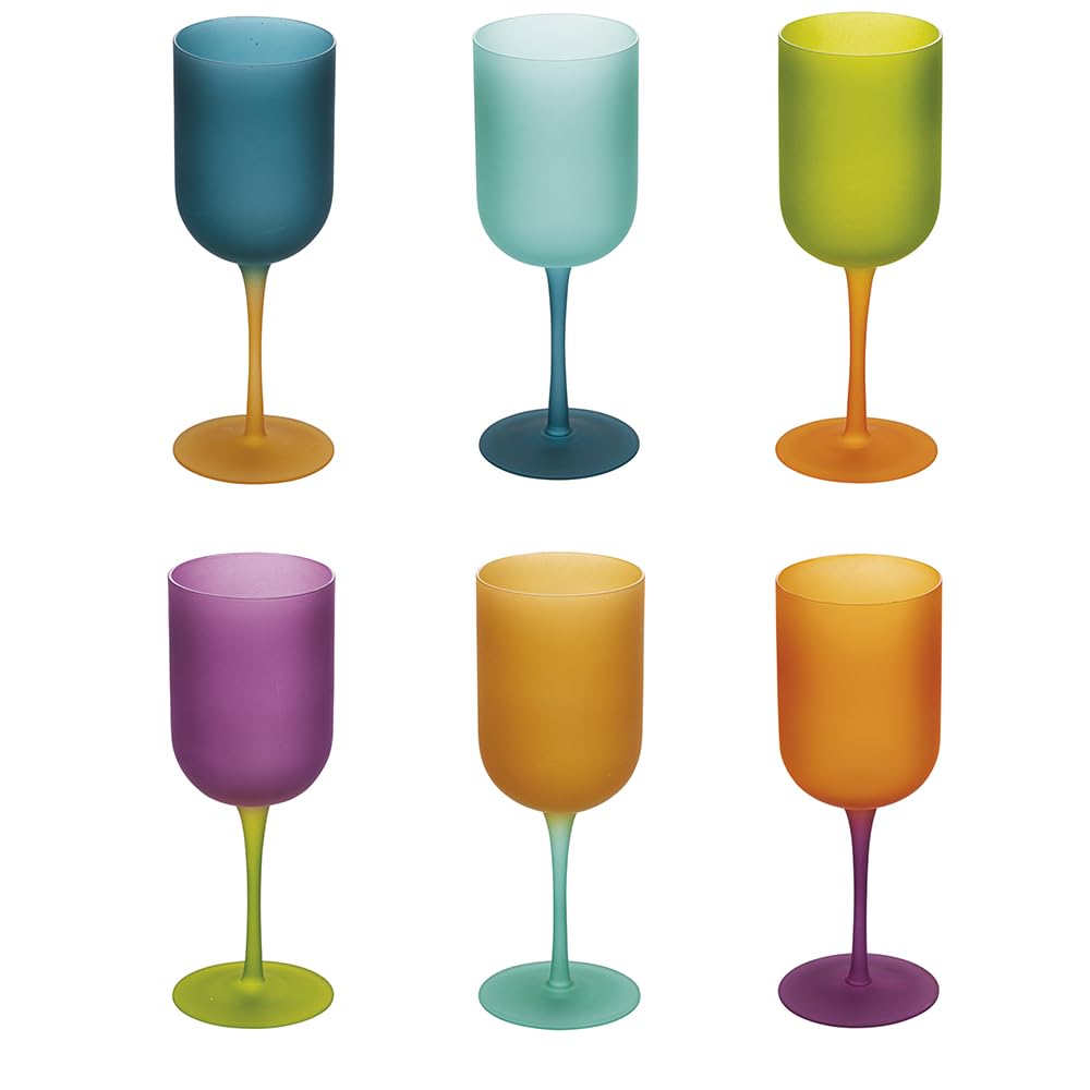 Villa d'Este Home Tivoli Zestaw 6 kieliszków 450 ml ze szkła z efektem frosted, Color Shock