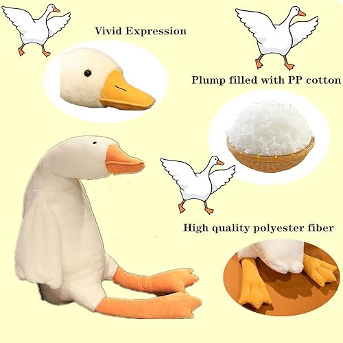 Miniatura 3 de Almohada de peluche gigante de ganso blanco, lindo juguete de pato suave para abrazar, almohada de felpa de cisne para abrazar, regalos para niños y