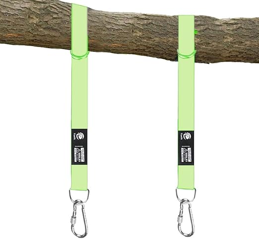 Tree Swing Hanging Strap - 5ft Swing Straps Outdoor Suspension Accessories Kit, Holds 2200lbs with Stainless Carabiners, Easy Installation, Perfect for Baby/Garden/Toddler Swing (Green)