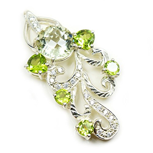 Péridot vert de haute joaillerie sur pendentif argent 925 d'exception MSP-8