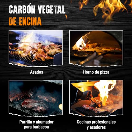 Carbón vegetal 100% encina artesanal de calidad prémium 15 kg 7