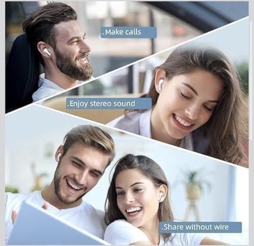 Image of Wireless Earbuds Compatible with AirPods Pro 2, Bluetooth 5.3, Stereo Sound, White, with Charging Case