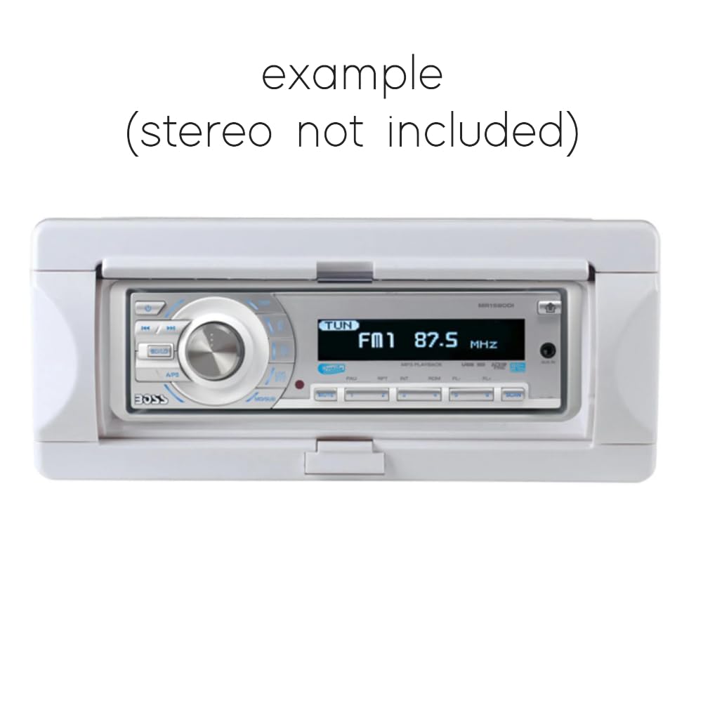 KIT SET PER BOSS AUDIO SYSTEMS MRC10 1 contenitore marino per stereo o autoradio 1 din, impermeabile e resistente all'acqua e al sole, per barca piscina, bianco, 1 pezzo