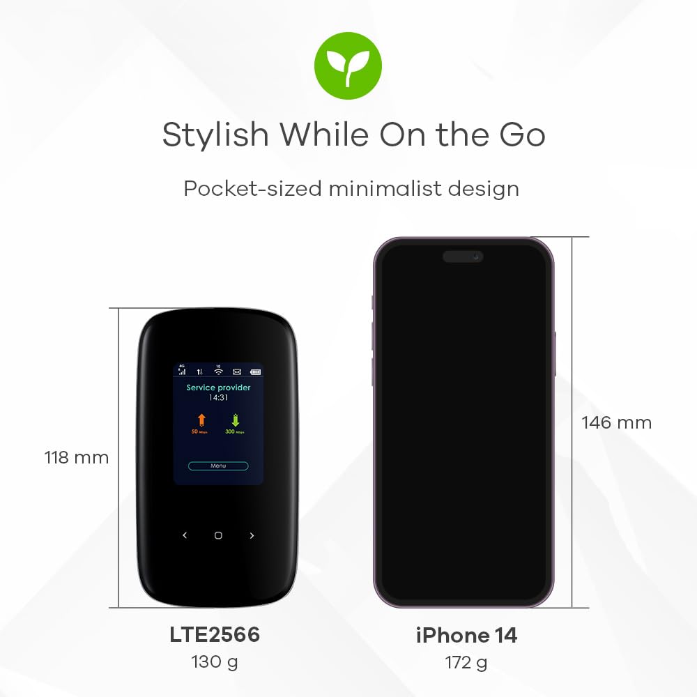 Zyxel LTE2566-M634 - Point d'accès Mobile - 4G LTE - 300 Mbits/s - 802.11ac, Noir
