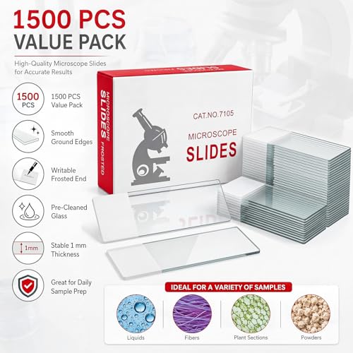 Image of Tellegloww 1500 Pcs Frosted Microscope Slides Pre-Cleaned Glass Slide 3 inchx1 inch
