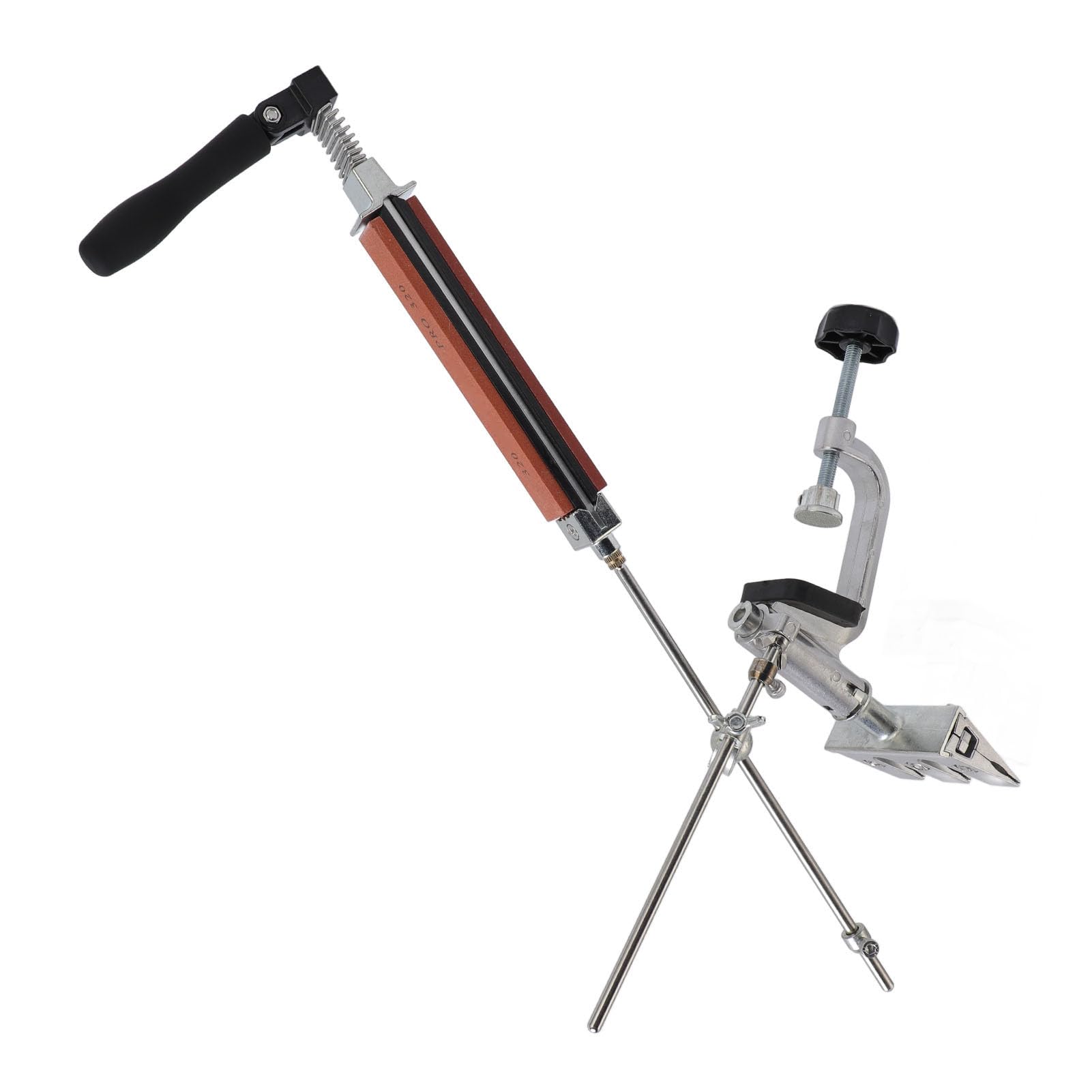 LiebeWH Affilacoltelli Ad Angolo Fisso RH006-B, Rotazione 360 Gradi con a Morsetto Rapido, 4 Pietre di Corindone Bianco per Coltelli da Cucina