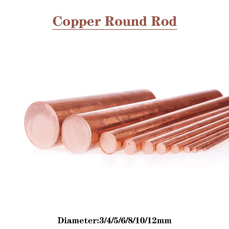 Pure Copper Round Rod, Length 100mm Copper Rods for Garden, Diameter 3mm Copper Grounding Rod 5 Pcs