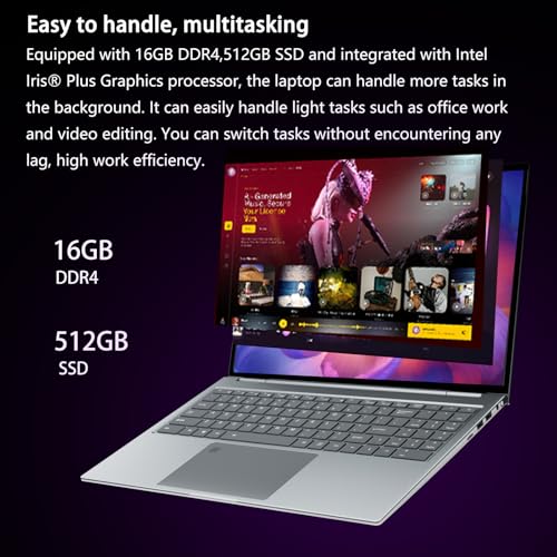 Image of Laptop 16-inch 16GB RAM 512GB SSD,Core i7 up to 3.9GHz,1920X1200 FHD IPS Display, Windows11 Metal Laptop Computer with Fingerprint Reader & Backlit Keyboard, WiFi, HDMI, Type-C, USB 3.0,Bluetooth 4.2
