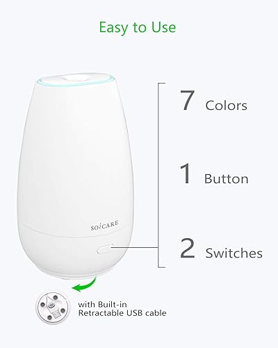 Miniatura 2 de SOICARE Difusor de coche (2 generación), pequeño difusor de aceite esencial portátil para automóvil con cable USB integrado, mini difusor