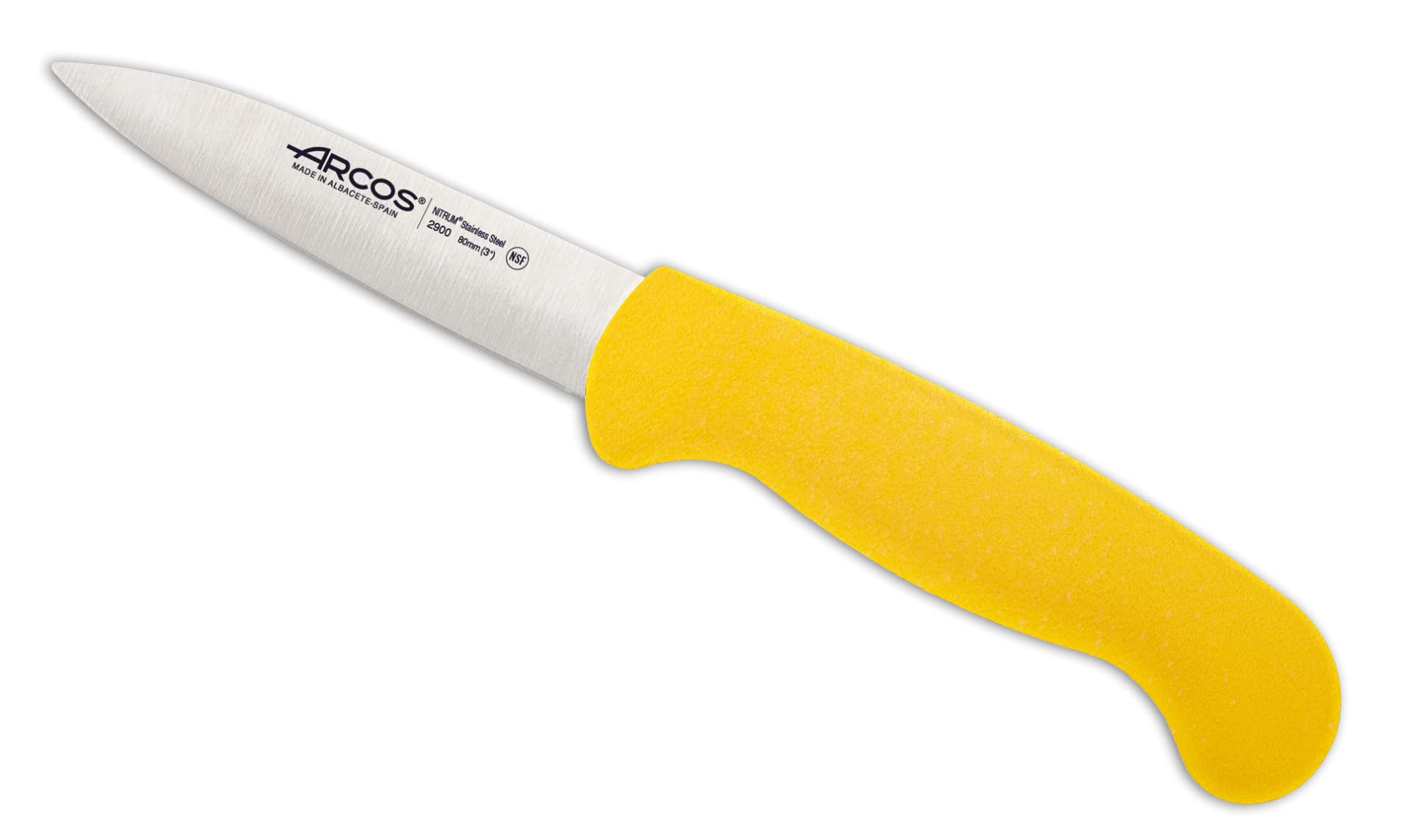 Arcos 290000 seria 2900 - nóż do ostrzenia nitrm 80 mm (3,15 cala) - uchwyt polipropylenowy żółty kolor, stal nierdzewna 18/8