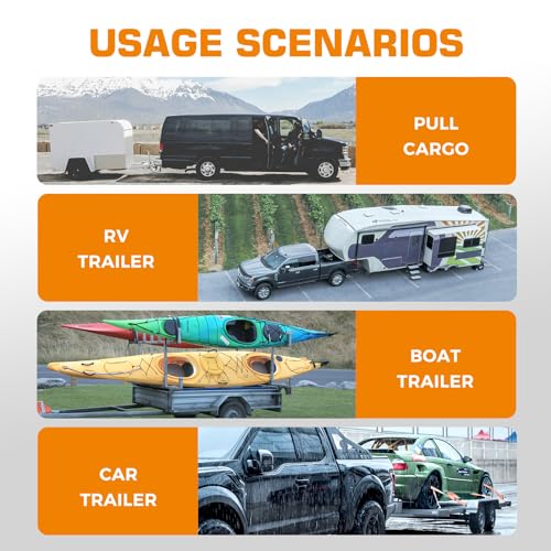 Kingfun Adjustable Trailer Hitch - Fits 2 Inch Receiver, Tri-Ball (1-7/8\" X 2\" X 2-5/16\") 6-Inch Rise/Drop Hitch, 12500 Lbs Gtw Heavy Duty Aluminum Truck Tow Hitch with Anti-Theft Pin (Silver)