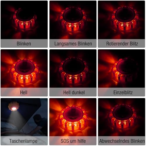 Luces de advertencia impermeables con imán y 9 modos de flash naranja para emergencias 4