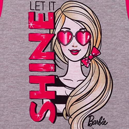 Barbie Big Girls Pajama Shirt And Pants Sleep Set Gray/Pink 10-12 #TOP6