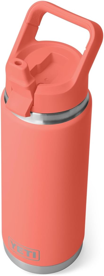 YETIRambler 26 oz Bottle, Vacuum Insulated, Stainless Steel with Straw Cap, Coral