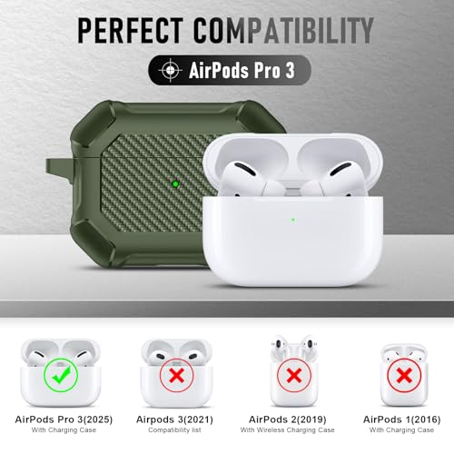 Image of Compatible with Airpods Pro 3 Case(2025),for Airpods Pro 3rd Generation Cases Cover with Keychain Cleaner Kit Soft Silicone Shockproof Cover for Women Men