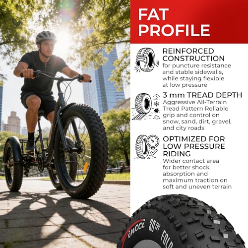 Fincci Pair 26×4.0 Fat Bike Tires – Foldable 26 inch Bike