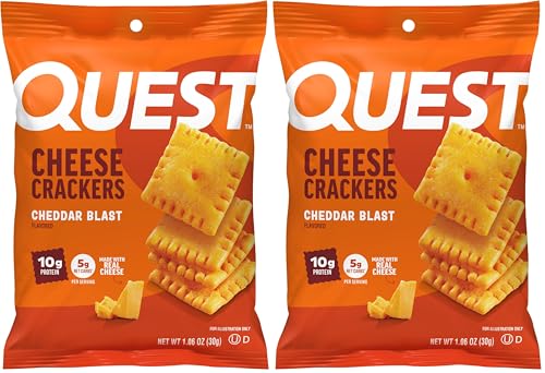Image of Quest Nutrition Cheese Crackers,Cheddar Blast,10g Protein,5g Net Carbs,1g Sugar,Made with Real Cheese,High Protein Snack, (1.06 oz Bags),(Pack of 24)