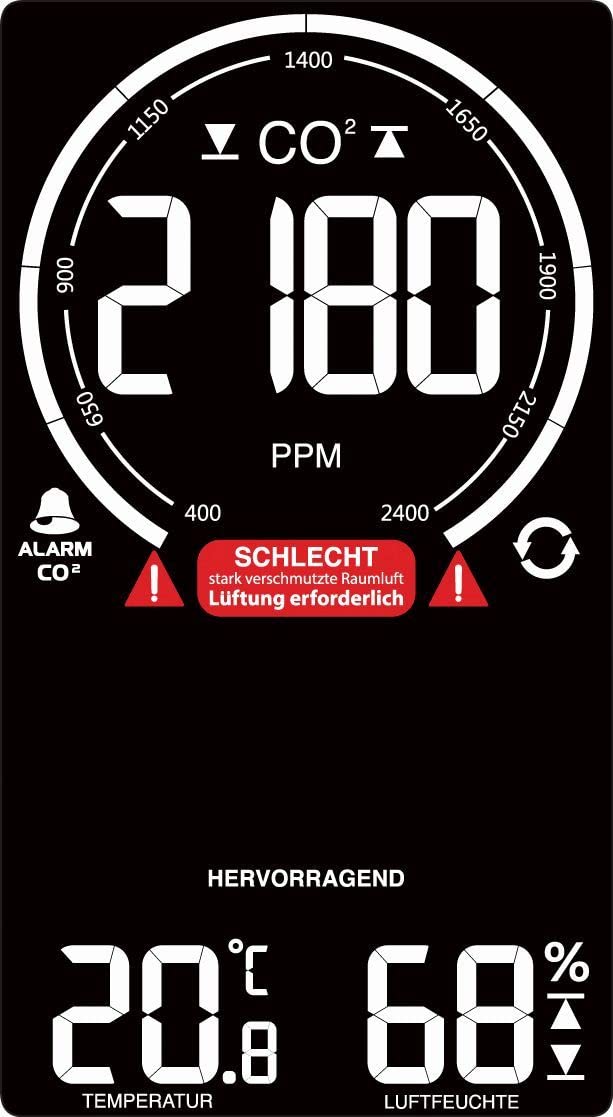 Technoline Co2 Messgerät WL1030, CO2-Anzeige, mit grafischen & ELRO FS1805M FS1805 6-Pack Rauchmelder mit Magnetklebe Kit-5 Jahre Batterie und Garantie/DIN EN14604, 6 Stück