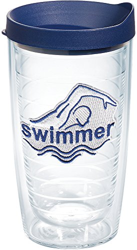 Tervis Swim For It Tumbler with Emblem and Navy Lid 16oz, Clear