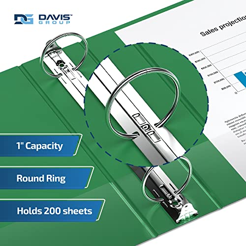 Image of Easyview 3-Ring Binder, Clear-View Cover, 1 inch Round Rings, Green, 6 Pack