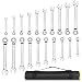 FIXKIT 20-Piece Ratcheting Wrench Set Ratchet Wrenches Set, Professional Superior Quality Chrome Vanadium Steel SAE & Metric Combination Ended Standard Kit with Portable Suspended Canvas Bag
