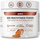 Kopo Dog Multivitamin Powder | Supports Heart, Daily Vitality, Immune Health, Digestion, Skin & Coat and Hip & Joint | For Puppy, Adult & Senior Dogs | Beef Liver Flavor | All Breeds Sizes | 99 Scoops