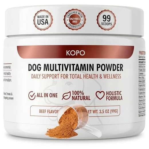 Kopo Dog Multivitamin Powder | Supports Heart, Daily Vitality, Immune Health, Digestion, Skin & Coat and Hip & Joint | for Puppy, Adult & Senior Dogs | Beef Liver Flavor | All Breeds Sizes
