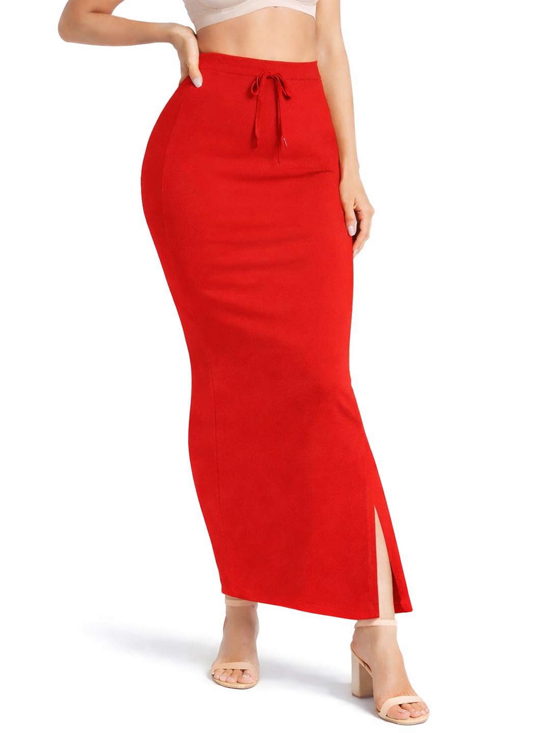 fims - fashion is my style 4-Way Stretch Saree Shapewear Petticoat for Women | Drawstring Waist | Fishcut Fit Body Shaping Skirt | Shaper | Free-Size (Waist 28-44 in, Hips 32-48 in)-picture-34