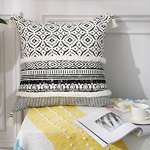 blue page Boho getuftete dekorative Kissenbezüge für Couch Sofa – moderner marokkanischer Kissenbezug mit Quasten… – Bild 3