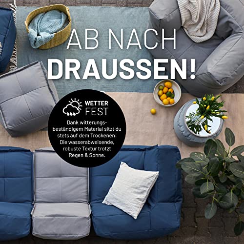 Lumaland Sitzsack-Lounge Modular Sessel | Einfach erweiterbares & leichtes Sofa | Waschbare & Wasserfeste Sitzmöbel für Innenräume & Garten | Indoor & Outdoor Sitz-Garnitur | 96x72x70 cm [Grau]