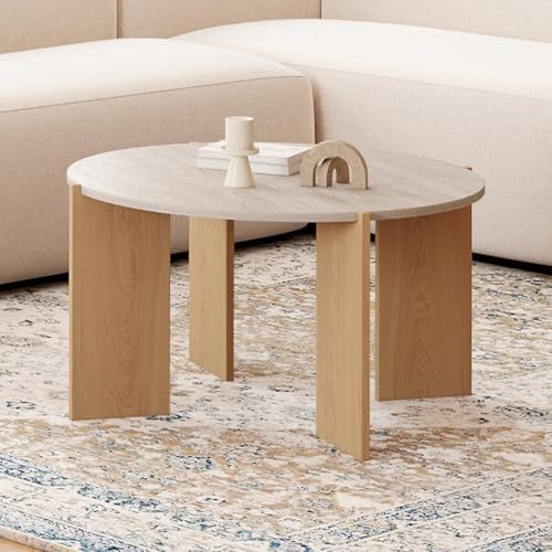 IDMarket - Couchtisch, rund, Armonia, 73 cm, Travertin-Effekt – Bild 3