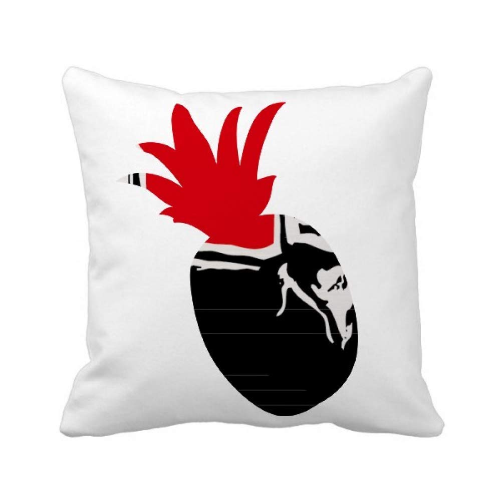 Housse de coussin rouge ananas : textile carré déco salon