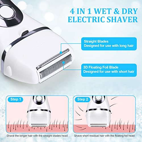 ACWOO Elektrischer Rasierer für Frauen, 4 in 1Epilierer Damen, Aufsätze für Rasierer und Elektrischer Hornhautentferner für Fußpflege, schmerzfreier Haartrimmer für Gesicht, Arm, Bein, Bikinizone - Image 5