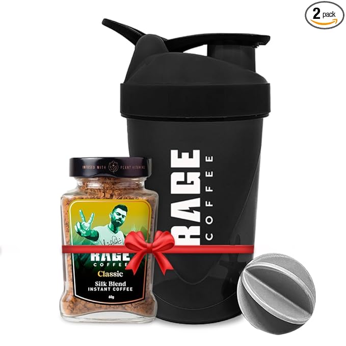 Rage Coffee Silk Blend Classic 60 GMs + Multi-purpose Shaker | Ideal for Gym, Protein Shakes & Coffee at Rs. 199