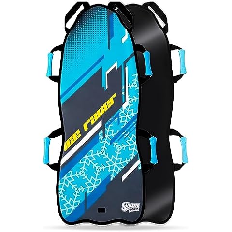 Sunlite Sports 45" Arctic Breeze Ice Racer Foldable Snow Sled, Fits 2 Children or 1 Adult, Ultra Portable, Durable Sturdy Fabric Stitching, Handles with Steering, Kid's Toddler Toboggan Winter Fun Cover