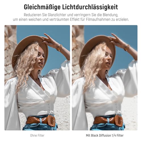NEEWER 49mm Black Diffusion 1/4 Filter für einen filmischen Nebeleffekt, ultradünnes optisches Glas mit mehrfacher Nanobeschichtung… – Ansicht 3