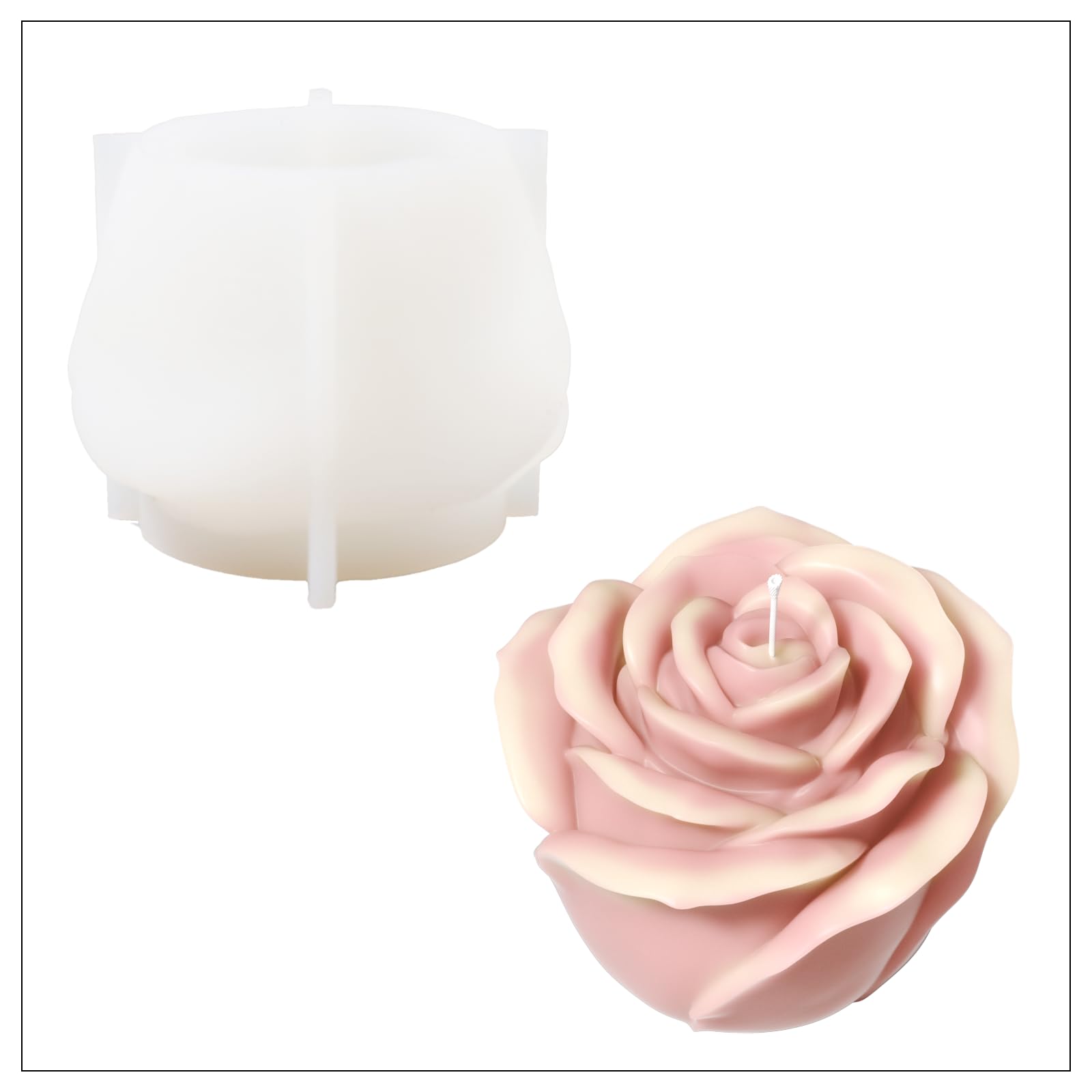 BOOWAN NICOLE Bloom Rose - Stampi in silicone per candele, 3D, per la produzione di candele, decorazioni artigianali (LZ0856)