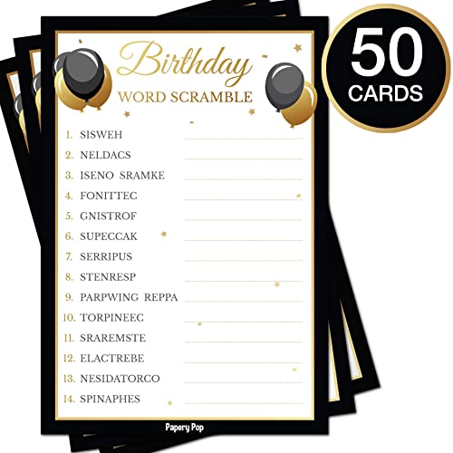 Birthday Party Games - Set Of 4 Activities For 50 Guests - Pack Of 200 Cards - Birthday Party Supplies For Adults #TOP6