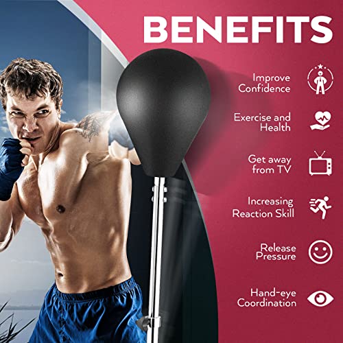 Hicient Reflex Bag Free Standing Punching Bag Adjustable Height Boxing Bag Speed Punching Bags For Adults & Kids (Us Stock) (Dark) #TOP3