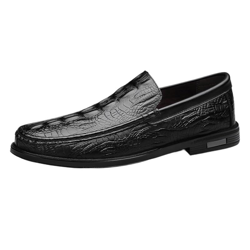 Men's Black Loafers Slip-On Oxford Shoes, Comfortable Leather Business Formal Party Shoes, Anti-Slip Pointed Toe Casual Dress Shoes for Men