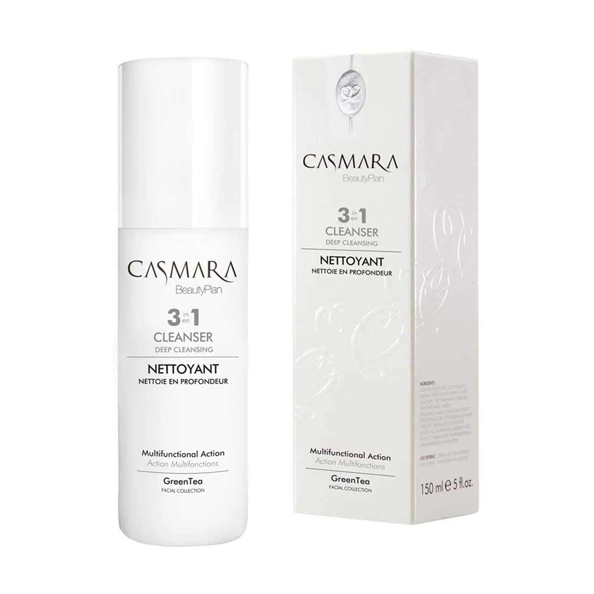 Casmara3 in 1 Green Tea Cleanser and Make up Remover for All Skin Type with Silk Peptides & Green Tea Extract - 150ml