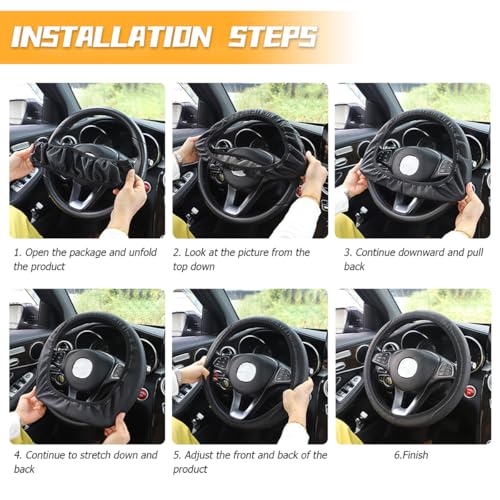 HZEL Car Steering Wheel Cover, Carbon Fiber Leather Vehicle Steer Wheel Protector, Anti-Slip Breathable Automotive Interior Wheel Cover Accessories, Universal for Most Cars (Black/Red)