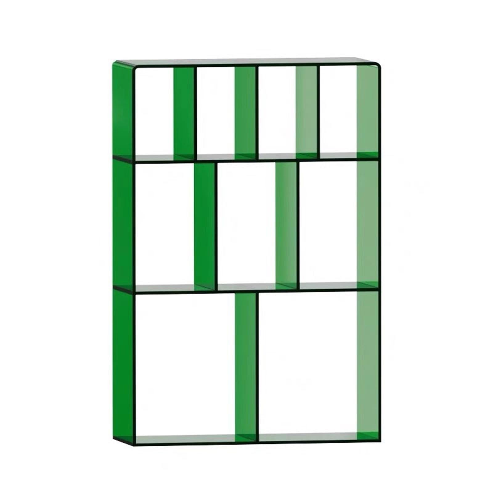 ZZlei2yu-12 record storage FloorStanding Multi Compartment Vinyl Record Rack Acrylic Albums Books Storage Shelf Desktop Organizer(Green)