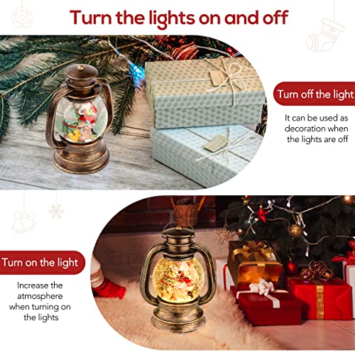 [Upgraded 2022] Christmas Snow Globe Lantern With Snowman, Battery Operated Lighted With Swirling Water Glittering Globe, Xmas Home Decor Tabletop Lanterns For Christmas Decoration And Gift #TOP3