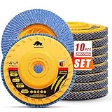 Flap Discs 4 1/2 for Angle Grinder no Tools Installation 40 Grit, 4.5" x 7/8" High Density Trimmable Zirconia Type 27 Flap Sanding Disc for Grinding, Rust Removal and Sanding (10 Pack)
