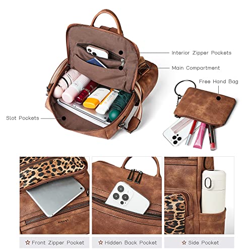 Image of Shrrie Vegan Leather Backpack Purse for Women with Adjustable Shoulder Bag | Water Resistant Fashion Designer Travel Backpack,Convertible Shoulder Bag with Wristlet,College Work