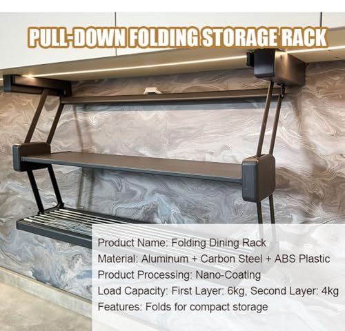 HeavyDutyPullDownShelfforKitchen CabinetsExpandable & FoldableOrganizer forSpicesPansFoodEasyInstallation&SpaceSavingSolution