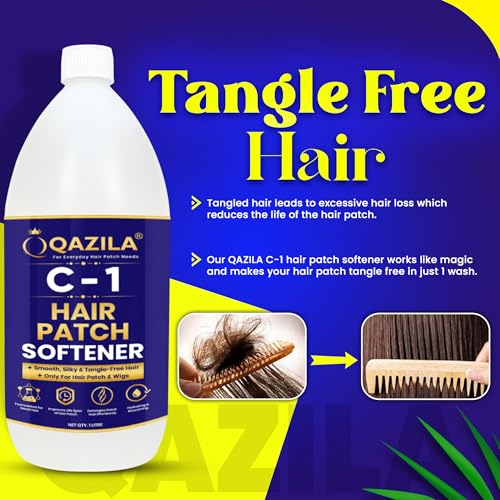 Image of Qazila C-1 Hair Patch Softener| Hair Patch Conditioner| Hair Patch Wash Chemical| Soft, Silky and Tangle-Free Hair| 1 Litre